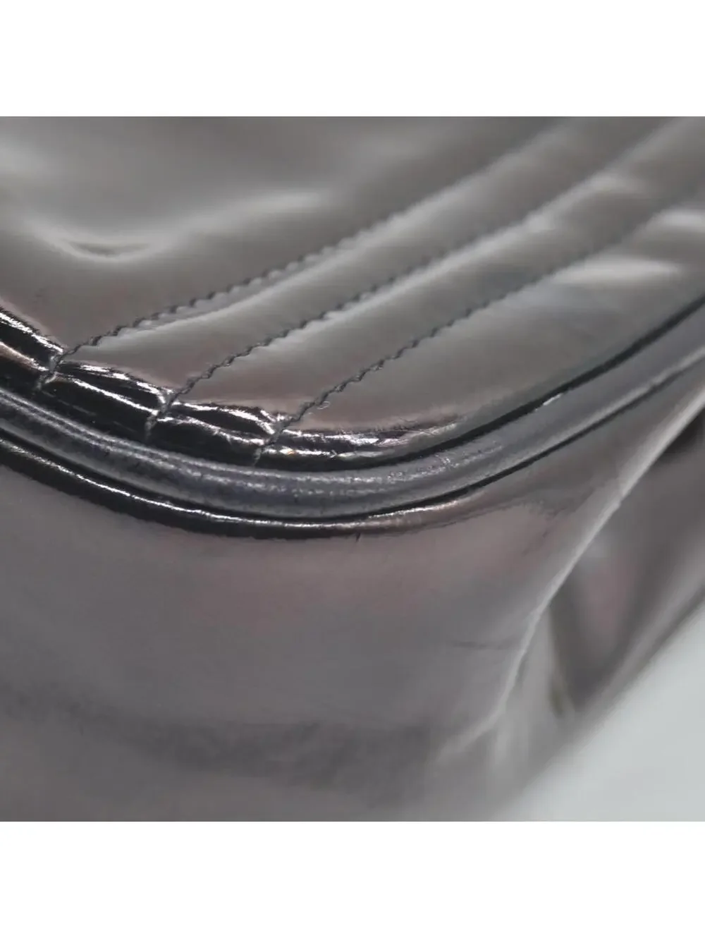 $3500 Chanel Patent Mini Flap Brown Chain Shoulder Bag
